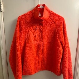 Orange fluffy jacket snap buttons large